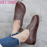 2021 Fashion Women Shoes Genuine Leather Loafers Women Casual Shoes Mother Soft Comfortable Shoes Women Flats