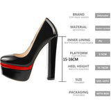 Onlymaker Women's Heels Platform Round Toe Chunky High Heels Office Party Wedding Slip On Block Pumps PLUS Size