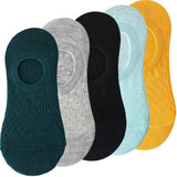 pieces = 5 pairs Women Invisible Solid Color Socks Slippers Ladies Polyester Cotton Non-slip Silicone Ankle Socks