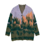 New Landscape Pattern V-Collar Loose Knitted Coat Coat