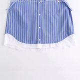 Spring Style Poplin Shirt With Stitched Stripes And Loose Version