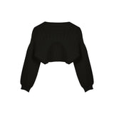 Shrugs Women Solid Loose Crop Top Hollow Out Designer Hipster New-arrival Soft Teenagers Full Sleeve All-match