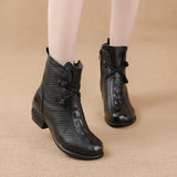 Zingj Autumn New Low-Heeled Crocodile Martin Boots Korean Version Leisure Fashion Leather Boots Warm And Comfortable Cotton