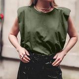 Sleeveless Top Female O Neck White Women Blouse Shirt Ladies Loose solid Chic Casual Blouses Black Cotton