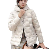 Autumn And Winter New Fashion Pressure Glue In The Thin Down Jacket Female Hood Short Fashion Warm Winter Dress Coat Tide-Outfit