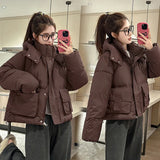 Cotton-Padded Jacket Women's Short Style 2024 New Winter Cotton-Padded Jacket Korean Version Loose And Thick Bread Jacket Small Cotton-Padded Coat-Outfit