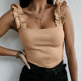 women's solid color camisole metal decorative tube top single shoulder strap vest 2024 sexy summer hot women's