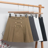 Women's Dress 2025 Spring Korean Version Of Double Buckle High Waist Thin A Short Skirt Suit 100-Folded
