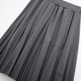 New Nylon Solid Color Pleated Casual Half Skirt