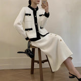 Autumn And Winter Scissors Collar Soft Sweater Skirt Elegant Loose Dress In