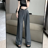 Zingj Suit Pants Children Summer Thin Sexy Hollow Out High Waist Wide Leg Pants Loose Hanging Sense Drag The Floor Straight