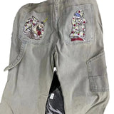 Trend Hip-Hop Funny Printed Jeans Men's And Women's High Street Fashion Loose Wide-Legged Floor
