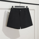 Zingj Suit Shorts Black Summer Thin 2024 New Loose High-Waist A-Line Casual Wide-Leg Hot