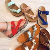 Cork Sandwiched Slippers Girls Summer Flip-Flops Couples Sandals Sandals Parent-Child Flat Soles Large