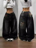 Black Wide-Legged Jeans 2024 New Spring And Autumn Style Middle Waist Style Sagging