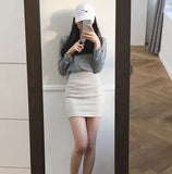 New Fashion Women Office Formal Pencil Skirt Spring Summer Elegant Slim Front Slit Midi Black/Red OL