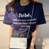 Zingj Korean Chic Summer New Embroidery Stereo Letter Casual Simple Age Reduction Round Collar Short Sleeve Versatile