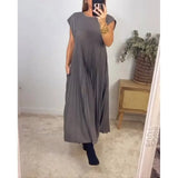 New Women's Dress Elegant Fashion Round Neckless 100 Foldless