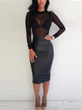 Women Blouses See Through Transparent Mesh Stand Neck Long Sleeve Sheer Blouse Shirt Ladies Tops