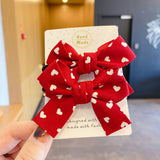 New Girls Red Butterfly Knot Hair Rope Love Wave Spot Hair Circle Girl Double Horsetail Head Rope Fashion Hair