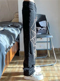 Denim Trousers Baggy Oversize Y2k Women Jeans Spider Print Spring Fashion Low Waist Streetwear E Girl Print Casual