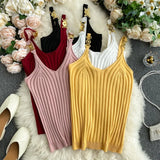 Women Summer Basic Tops Sexy Strappy Sleeveless Crop Top 2023 Female Casual Solid Color Ribbed Knit
