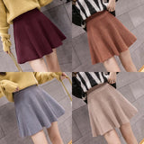 Zingj And Winter New Solid Color Knitted Skirt Short Skirt High Waist A-Shaped Skirt Umbrella Skirt College Caramel Color Base