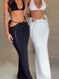 Women's Summer New Burqa Sexy Bare Back Strap Small Vest High Waist Fit Skirt