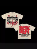 War Girl Graphic Print T-Shirt Y2K Vintage Loose-Sleeved Round-Collar Cotton Top Gothic Street Men's Wear 211-1-Outfit