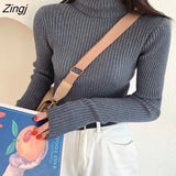Basic Sweaters Women Slim Knitted Pullover Korean Style Long Sleeve Warm Jumper Autumn Winter Soft Knitwear Pull