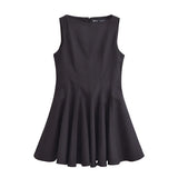 Spring Skate Sleeveless Solid Color Mini Dress