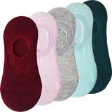pieces = 5 pairs Women Invisible Solid Color Socks Slippers Ladies Polyester Cotton Non-slip Silicone Ankle Socks