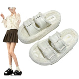 Zingj Slippers Female Autumn Winter Soft Bottom Comfortable Indoor Floor Slippers Leather Flat Slippers Outside The New-Outfit