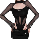 Zingj New Summer Sexy Hot Girl Personality Niche Street Show Slim Slim Net Gauze Top-Outfit