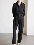 Shirts Women Autumn Office Lady Elegant Solid Casual French Style Unisex All-match Lapel Mujer Long Sleeve Fashion