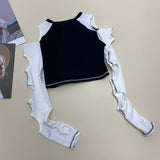 Liang Guantu 6535 Pull Frame Cotton Early Autumn New Design Sense Careful Machine Hollowed-Out Long-Sleeved T-Shirt Female