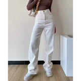 Loose High Waist Skinny White JeansOutfit