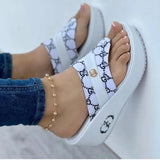 Toe Sandals And Slippers 2023 Summer New Slippers Muffin Thick Soles Herringbone Beach