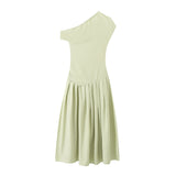 New Summer Dress With A High Waist And A Slim, Asymmetrical Long Dress In Solid
