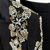Star Fashion Heavy Industry Diamond Nail Collar Blazer Blazer Trouser Suit