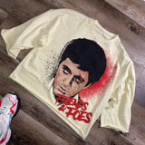 Vintage T-Shirt Men's High Street Creative Pattern Printing Round Collar Short-Sleeved Cotton Super Loose Short