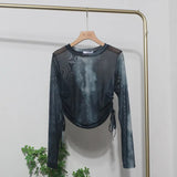 Collar Tie-Dye-Print Slim Long-Sleeved T-Shirt T-Shirt T-Shirt With Sunscreen