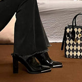 Zingj Women In 2024 New Autumn And Winter Ken Beans With The Same Patent Leather Thick With Versatile Advanced Sense Thin Boots Short Tube Women's Single