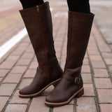 Wish Hot Autumn And Winter New Women's Boots Belt Buckle Side Zipper Side And Flat Bottom High-Heeled Knight