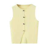 2024 New Street Style Simple And Slim Short Knitted Vest