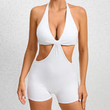 Zingj Fake Two-Piece Yoga Clothes Dance Sports Elastic Hollow Out Tight Fitness One-Piece Yoga Pants-Outfit