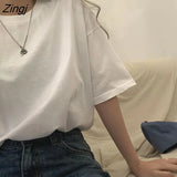 Sleeve T-shirts Women Solid Single-breasted Loose Preppy-style Tees Students All-match Leisure Trendy Korean V-neck