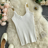 Women Summer Basic Tops Sexy Strappy Sleeveless Crop Top 2023 Female Casual Solid Color Ribbed Knit