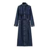New Cowboy Belt Long Wind Coat