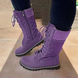 Zingj New Solid Color Snow Boots Autumn And Winter Female Middle Tube Flat Front Belt Round Head Autumn And